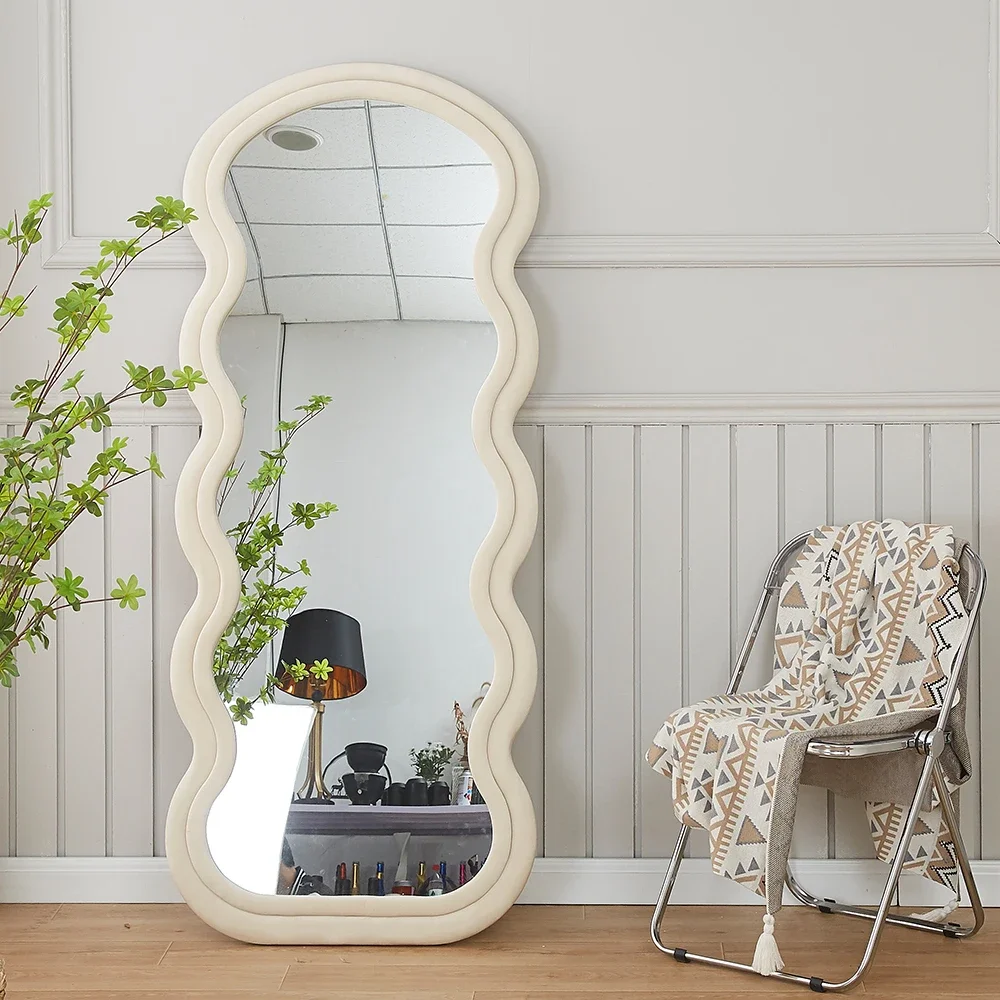 Floor-to-ceiling wall lean full-length mirror wind shaped fragola wave girls bedroom dressing mirror