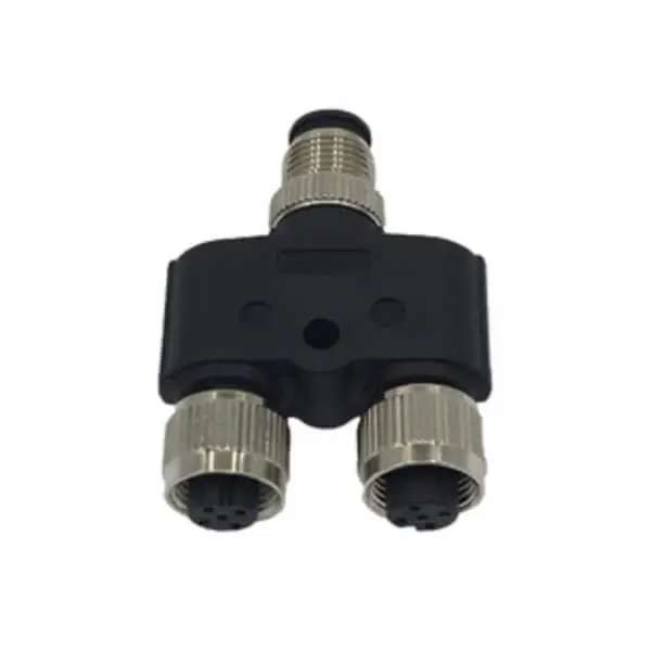 M8 B Code 5Pin Adapter Screw Type Y One Male Connector Two Female