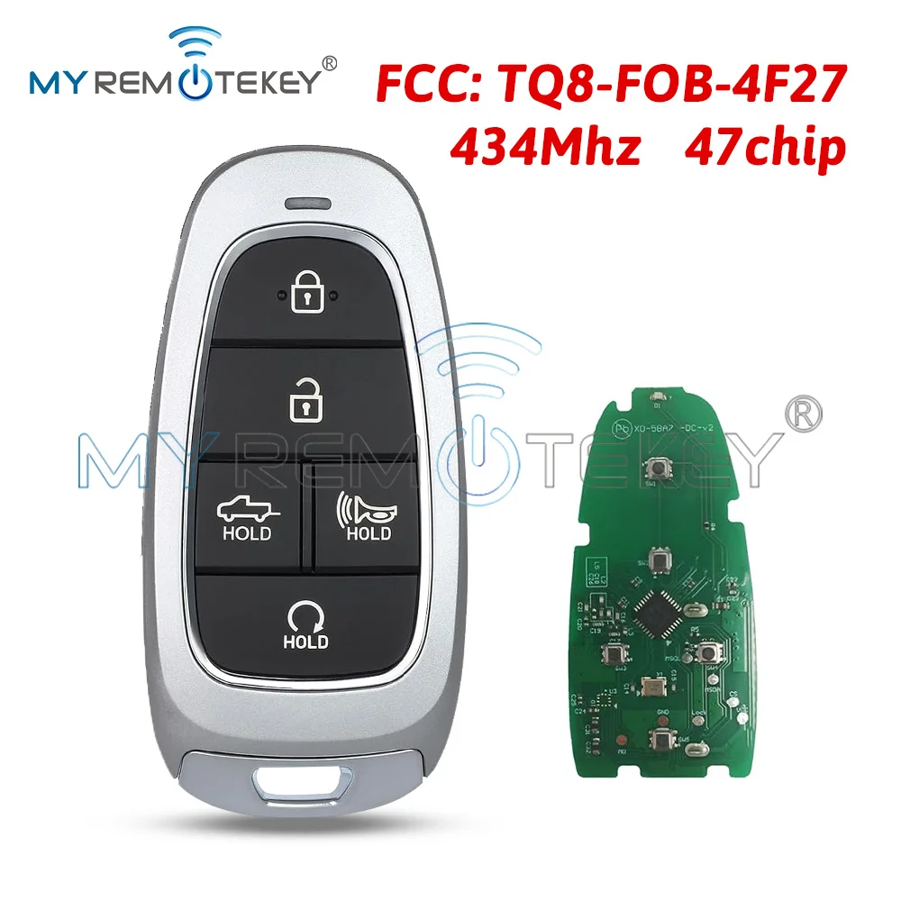 REMTEKEY مفتاح ذكي 5 زر 433 ميجا هرتز 47 رقاقة ل 2021-2023 هيونداي سانتا كروز FCC TQ8-FOB-4F27