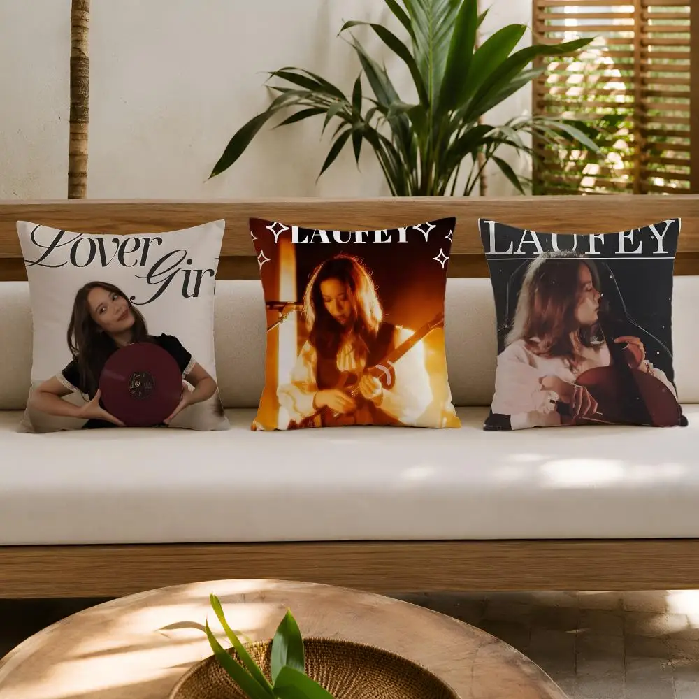 Cushion Cover Wrinkle-Resistant Short Plush Pillow Case Breathable Machine-Washable Singer L-Laufey Music Album