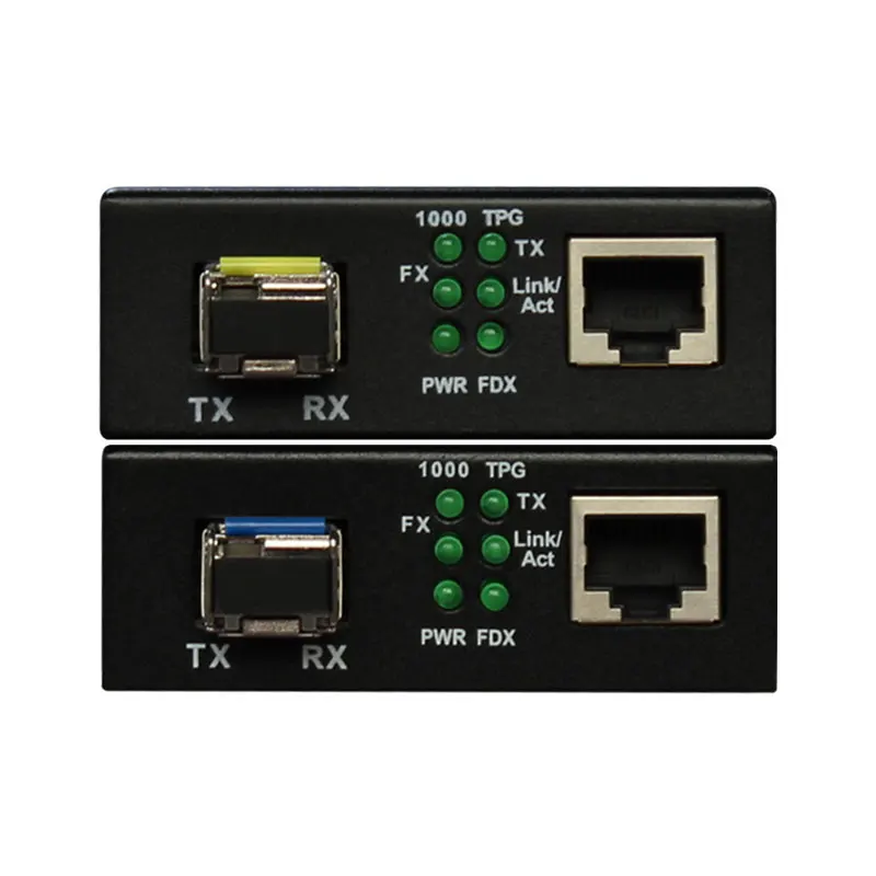 Conversor de fibra óptica de porta AMS-LC701 LC para suporte de exibição LED Extensor de fibra dupla de modo único