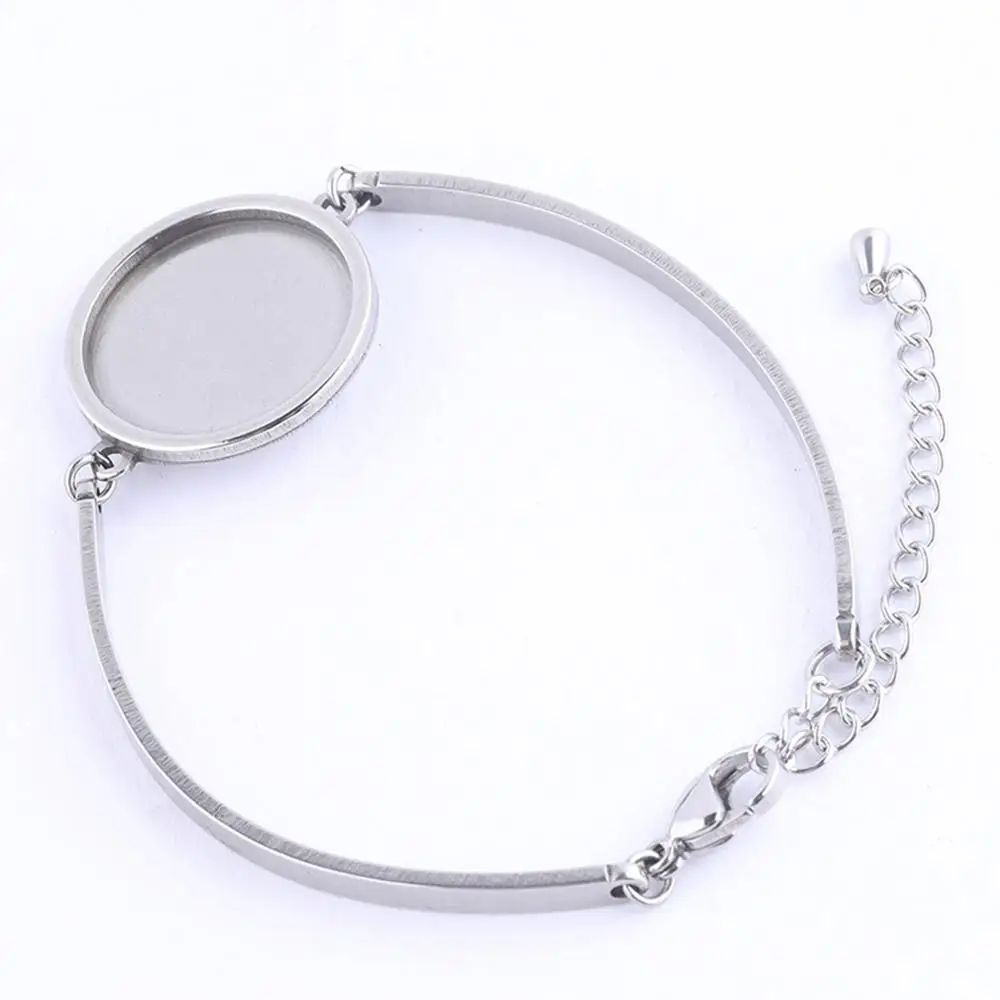 5pcs Fit 18mm 20mm 25mm Round Cabochon Bracelet Base Diy Bezel Setting Blanks For Bracelets Bangle Making Stainless Steel