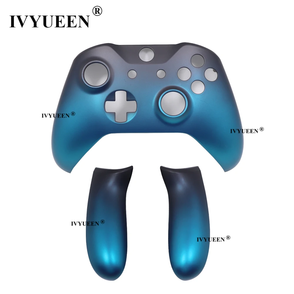 IVYUEEN for Xbox One S X Controller Replacement Housing Front Shell Faceplate Back Cover Handle Grips Shadow Blue Case Customize