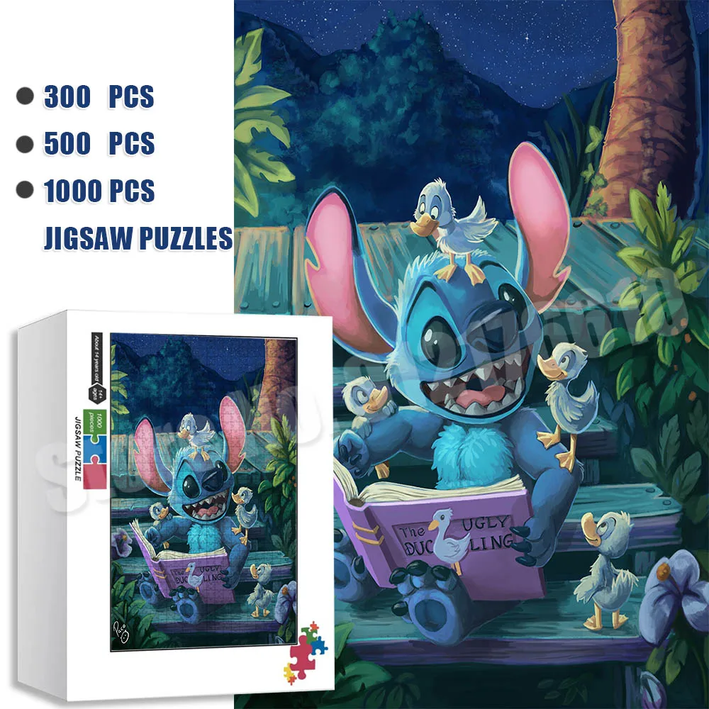 Lilo & Stitch Puzzle per Adulti 300/500/1000 Pezzi Cute Doll Jigsaw Puzzle Educazione Fai da Te Gioco Educativo Giocattoli Regali di Capodanno