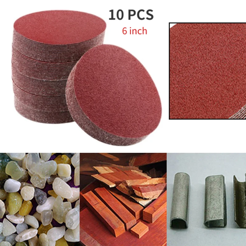 

6 Inch 150mm Sandpaper Self Adhesive Sanding Discs Aluminum Oxide Polishing Sandpaper Glue-lined Round Backing Pads 80-5000 Grit