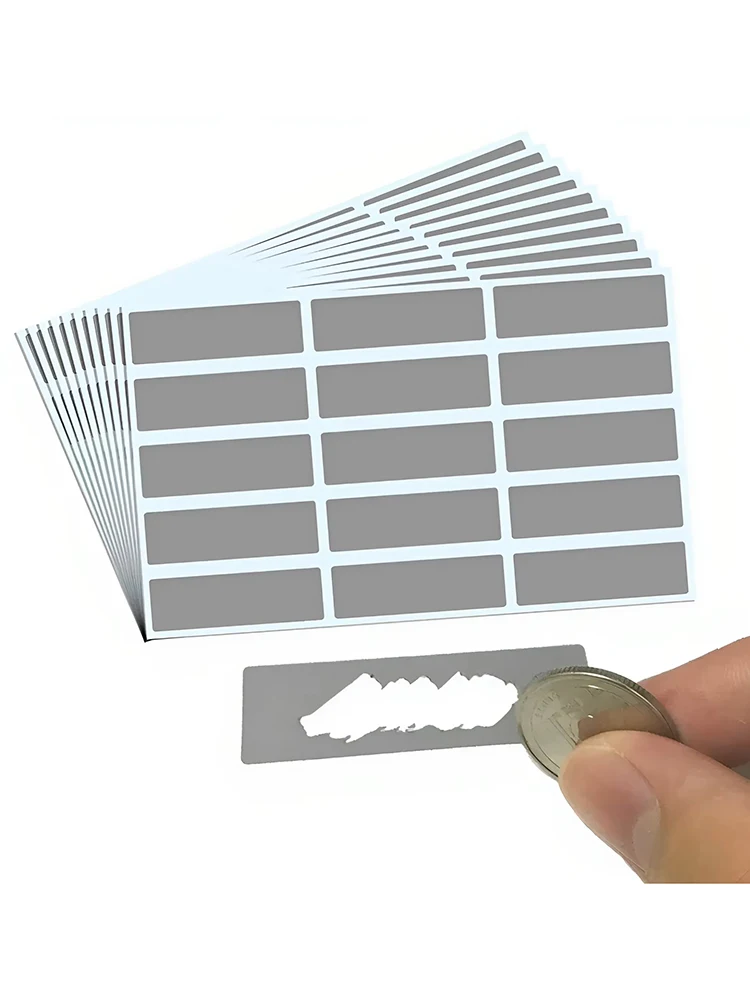 100 stuks/verpakking (10 vellen) Rechthoekige krasloten stickers, 1,9 x 0,6 inch - afbeelding 2