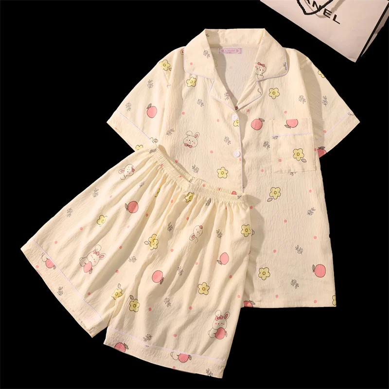 Cartoon Cute Sleepwear Summer Women Pajamas Set Soft Pijama Shorts Set Women Pyjamas Suit Female Clothing 2024 Nightwear Korean