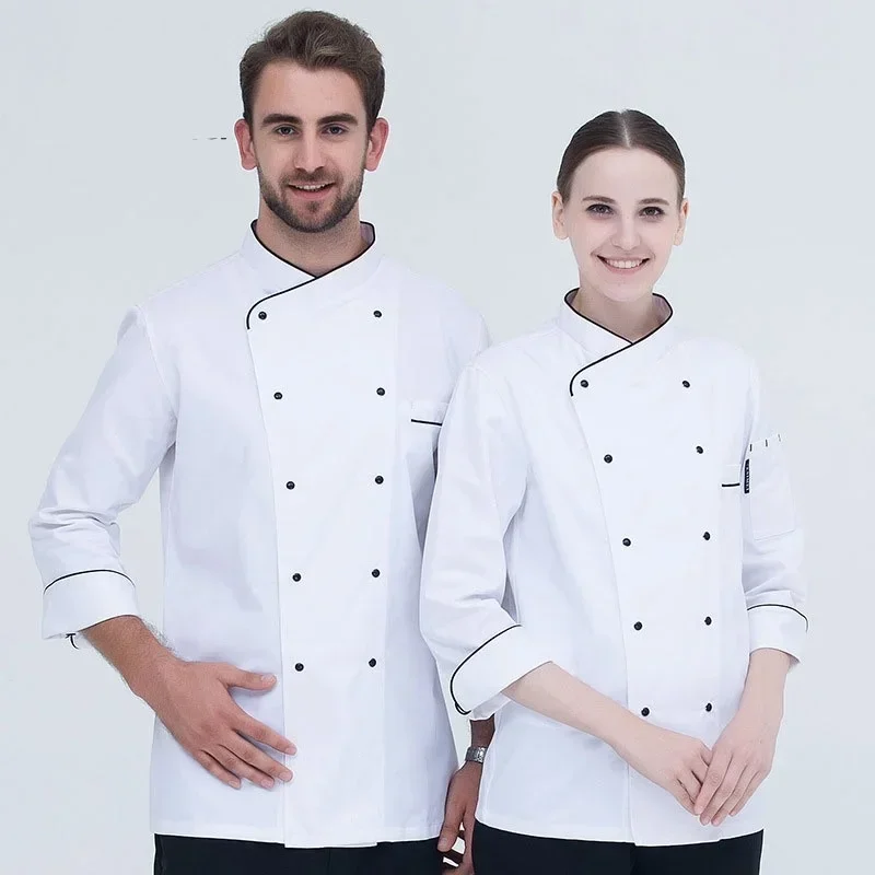 Chemise de cuisinier classique, manteau de chef, veste à manches courtes, vêtements de cuisinier de restaurant, uniforme de boulanger