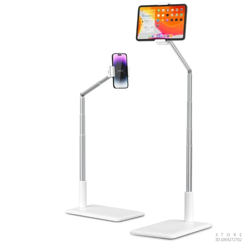 Stepless Adjusment Tablet Floor Stand-Flexible Long Arm Tablet&Phone Holder,360° Angle Aluminum,Compatible with 4.7''-12.9''