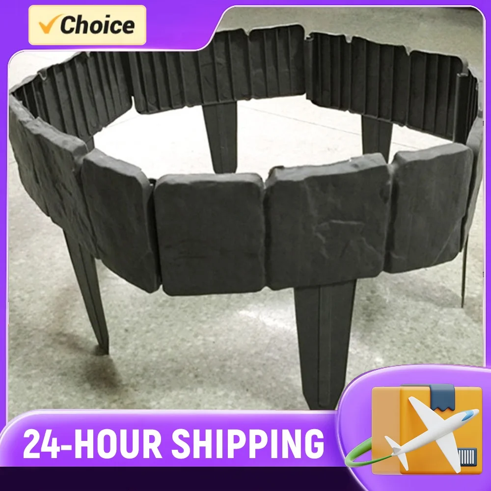 10pcs Garden Edging Set 9.84x9.06Inch Plastic Imitation Stone Landscape Border Insert Lightweight for Outdoor Patio Balcony Yard