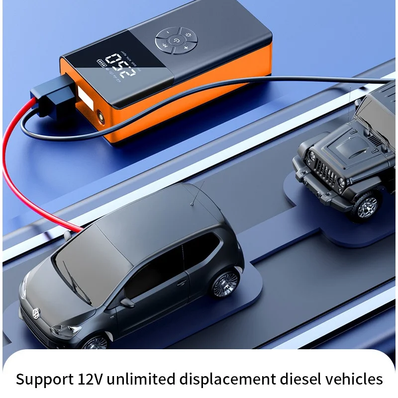 

Portable Car Battery Starter Air Compressor LCD Screen Power Bank Car Wireless Tire Inflator Pump Powerbank
