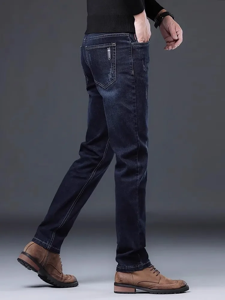 سراويل جينز للرجال ملابس الشارع الشهير جينز أنيق للرجال 2025 بقصة ضيقة ومريحة للربيع والخريف كاجوال مقاس كبير مغسول كلاسيكي #2