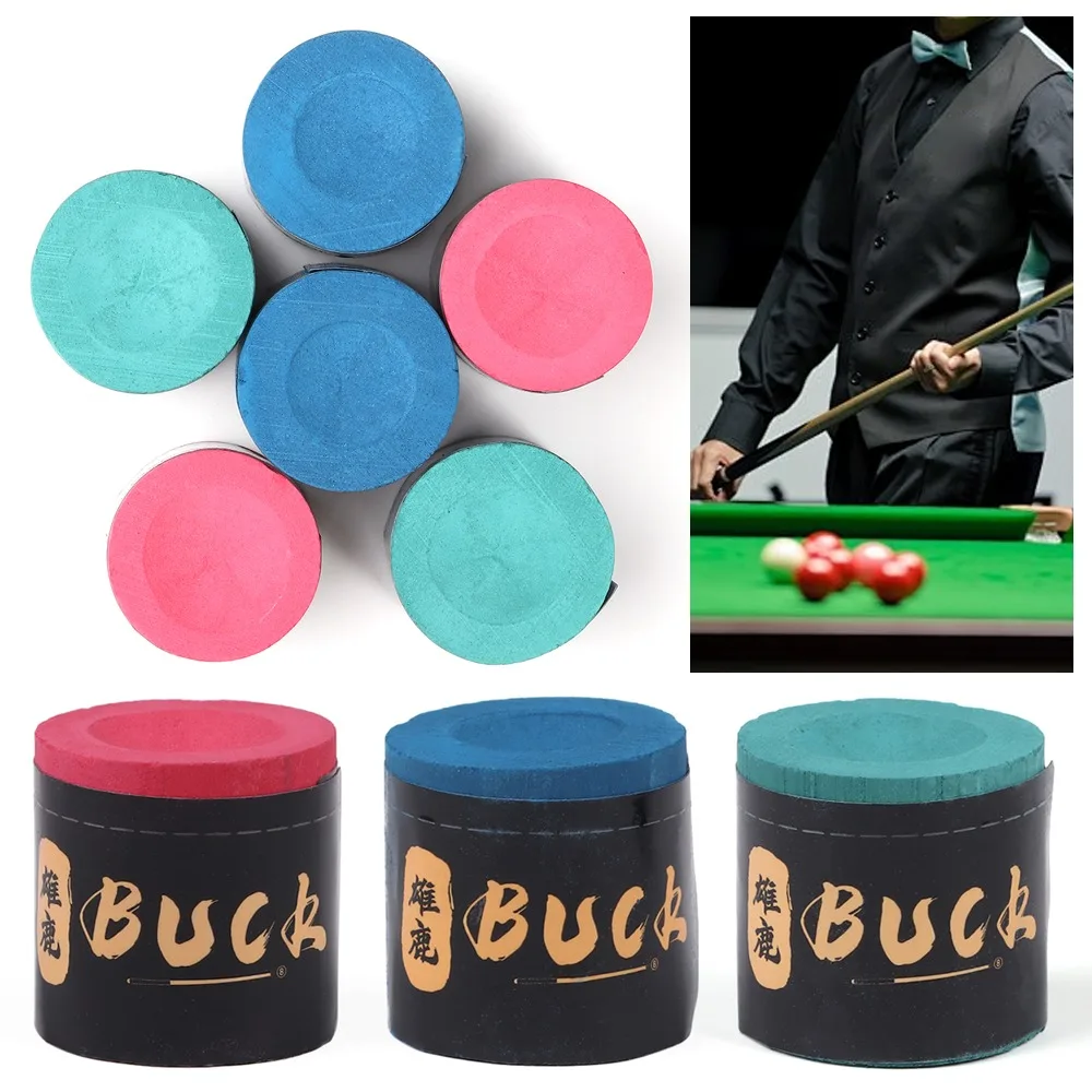 2Pcs/Set Pool Cue Tip Cue Chalk No-slip Calcium Carbonate Billiard Chalks Indoor Sport Blue Green Red Snooker Accessory