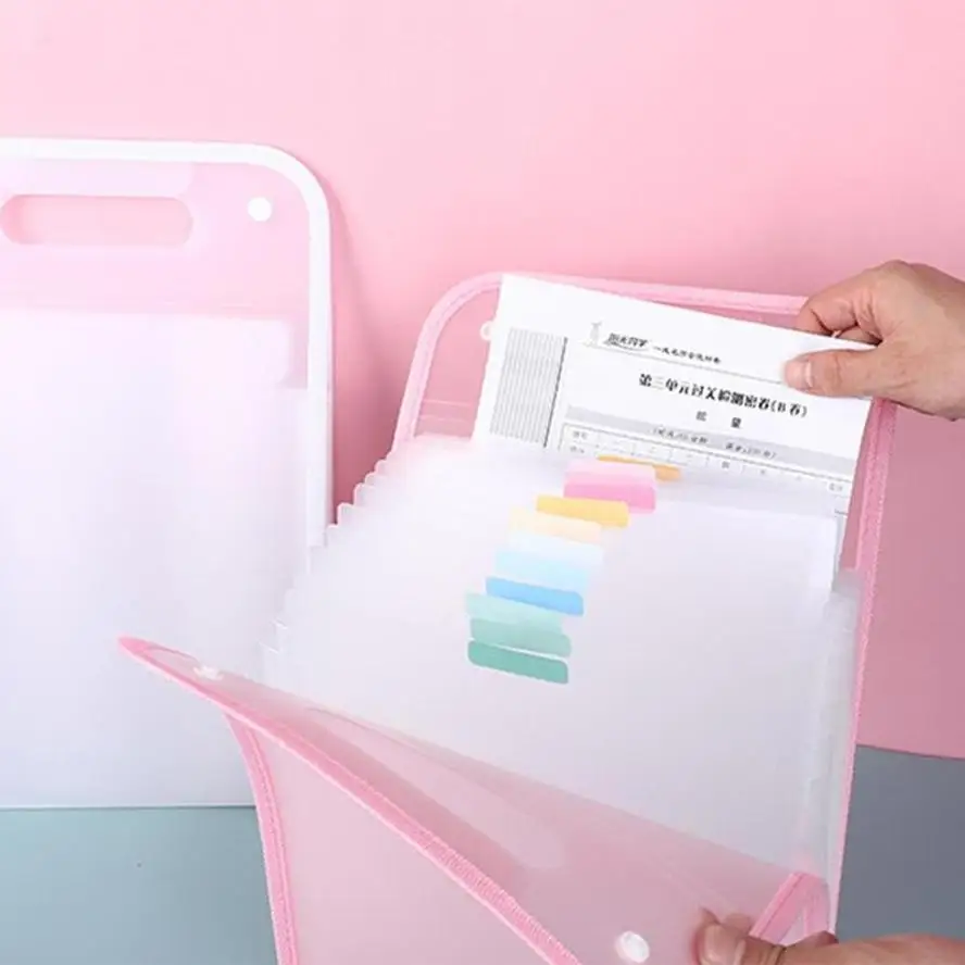 1 Pcs New Portable 13Grids A4 Document Bag Large Capacity Transparent PP Vertical Organ Box Office Paper Storage Organizer Bag