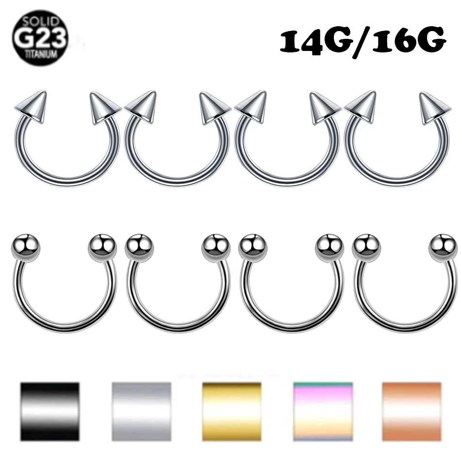 1PC Ttanium Piercing Horseshoe Ring Nose Hoop 14/16G Circular for Septum Nipple Pirsing Nariz Hellix Lip Ring Sexy Ear Piercing