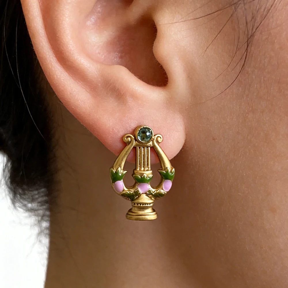 

VKVVA Fashion Jewelry Vintage Colorful Enamel Flower French Garden Stud Earrings for Women Birthday Gifts, Unique Gift