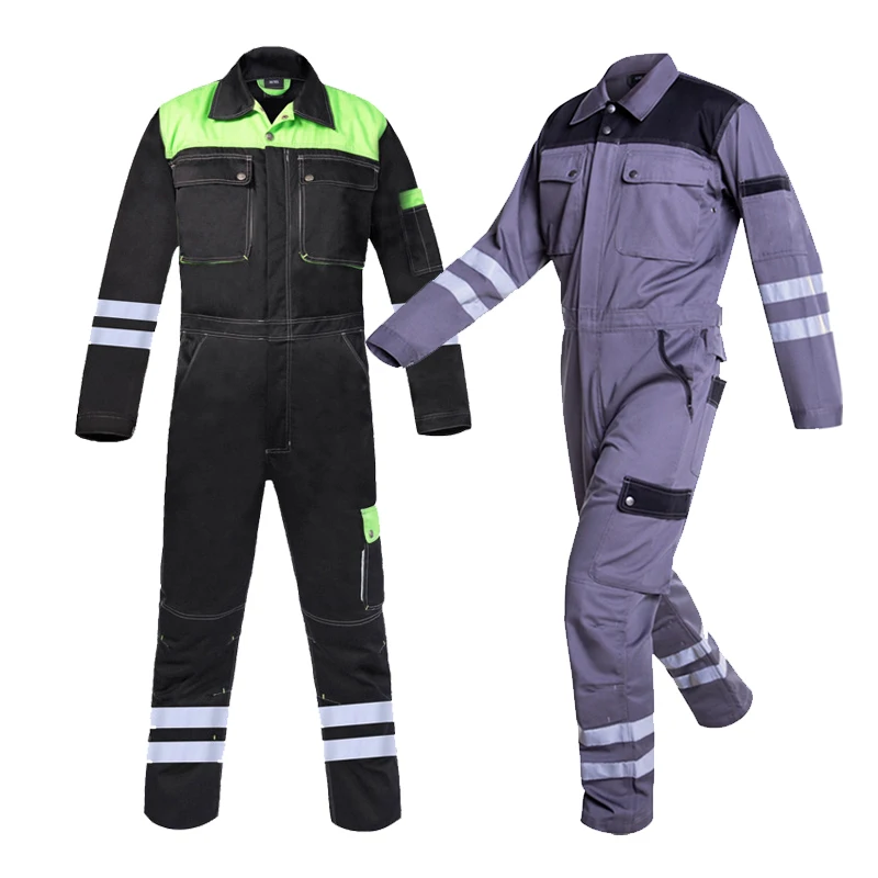 Long Sleeve Coveralls for Work with Reflective Strips Anti-scald Welder Clothes Wear-resistant Repairman Uniform