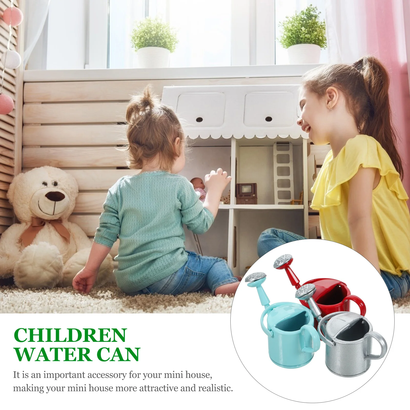 3 Buah Ember Penyiraman Mini Bahan Paduan Logam Permukaan Halus untuk Penyimpanan di Meja, Alat Penyiraman Tanaman Mini untuk Rumah, Alat Penyiraman Kecil