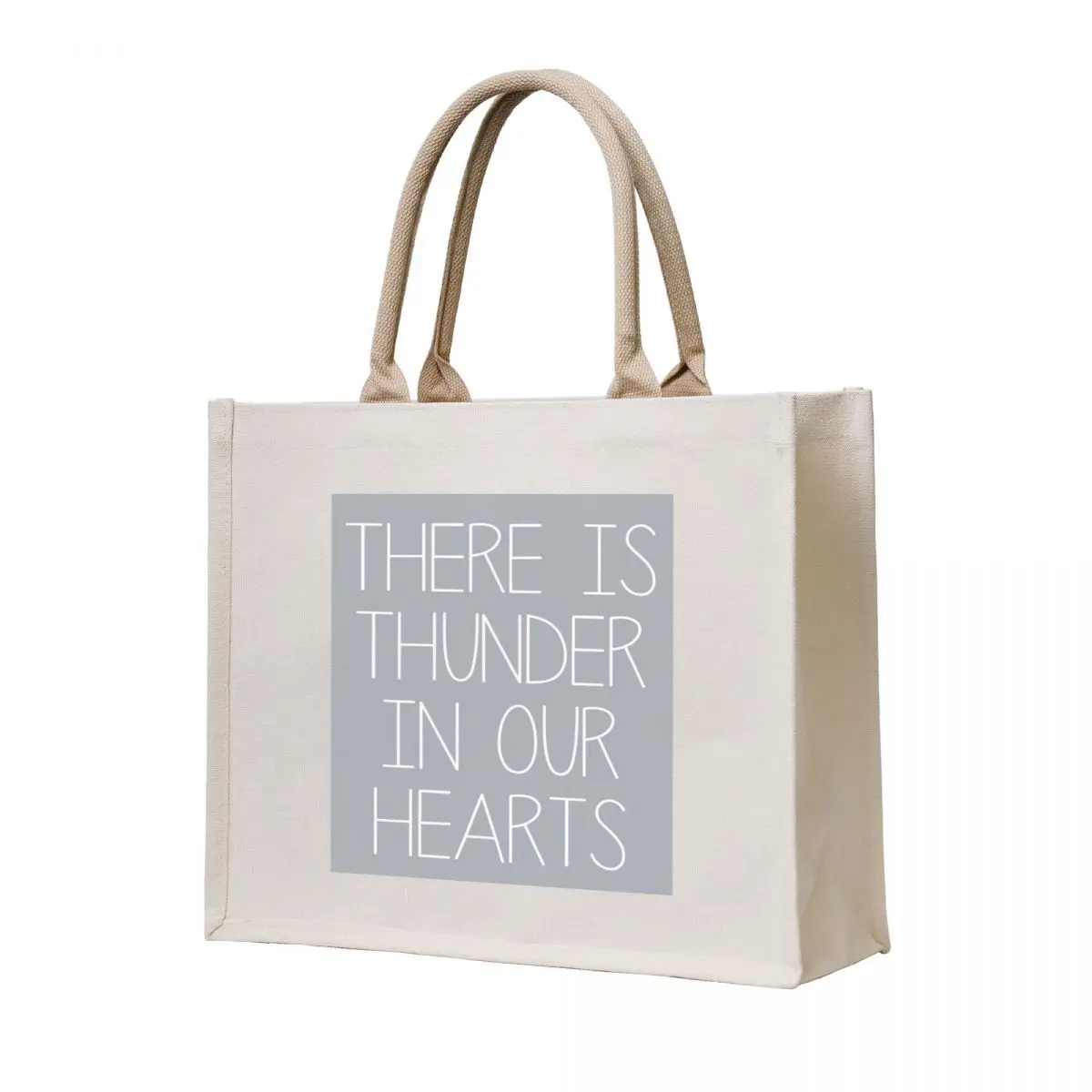 

There is thunder in our hearts print - Neutral Grey Tote Bag Shopper handbag Fabric bag ecological bags Candy bags