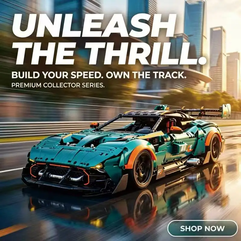 GULY 10647 Limited Color Scale 1:8 Supercar Building Block Puzzle Assembled Toys Sets Adult Holiday Birthday Gifts