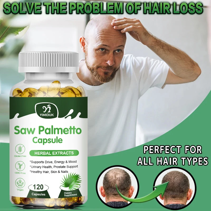 Saw Palmetto Capsules - Natural Prostate Supplement - Helps Block DHT to Prevent Hair Loss and Helps Reduce Frequent Urination