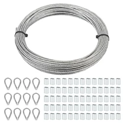 78pcs 10m Heavy Duty Coated Nylon 304 Stainless Steel Wire Rope M1.5 Thimble with Aluminium Crimping Turnbucle