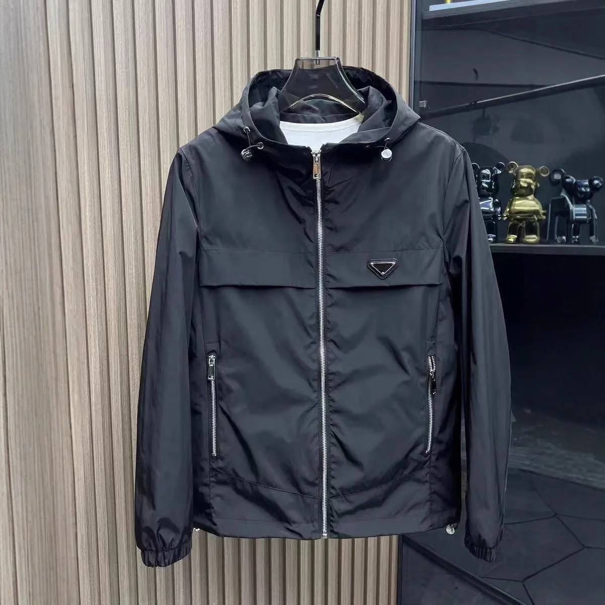 Spring And Autumn Solid Color Simple Jacket Men High-End Trendy Brand High Street Casual High-Quality Windproof Hooded Coat