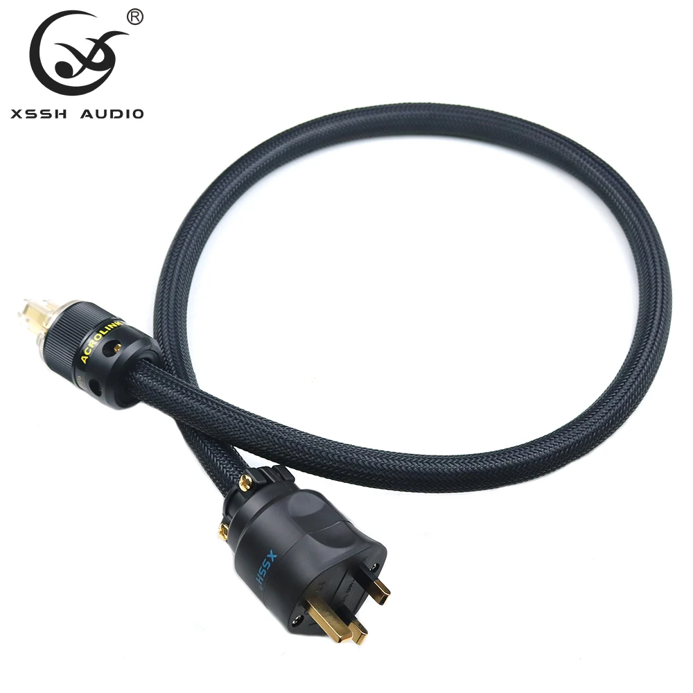 XSSH 오디오 YIVO FURUTECH HIFI 증폭기 OFC 순수 구리 금 도금 영국 IEC AC 여성 남성 전원 플러그 전원 케이블 코드 와이어