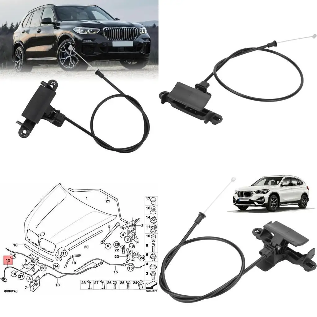 

31BC Bonnet Release Cable with Handle for E70 E71 E72 3.0L 4.4L 4.8L 51237164798