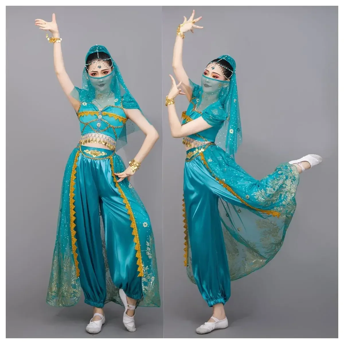 Festival Arabian Princess Costumes Indian Dance Embroider Bollywood Jasmine Costume Party Cosplay Jasmine Princess Fancy Outfit