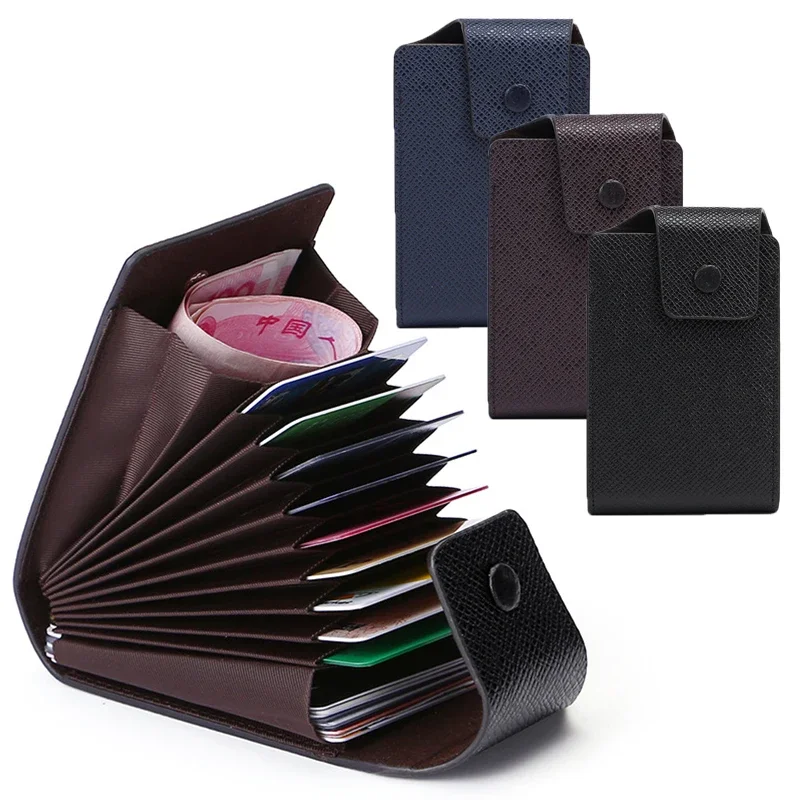 جديد بو الجلود الرجال المحفظة بطاقات الائتمان بطاقة البنك تغيير حامل موضة عادية الأعمال البسيطة متعددة الوظائف مشبك محفظة الجيب #1