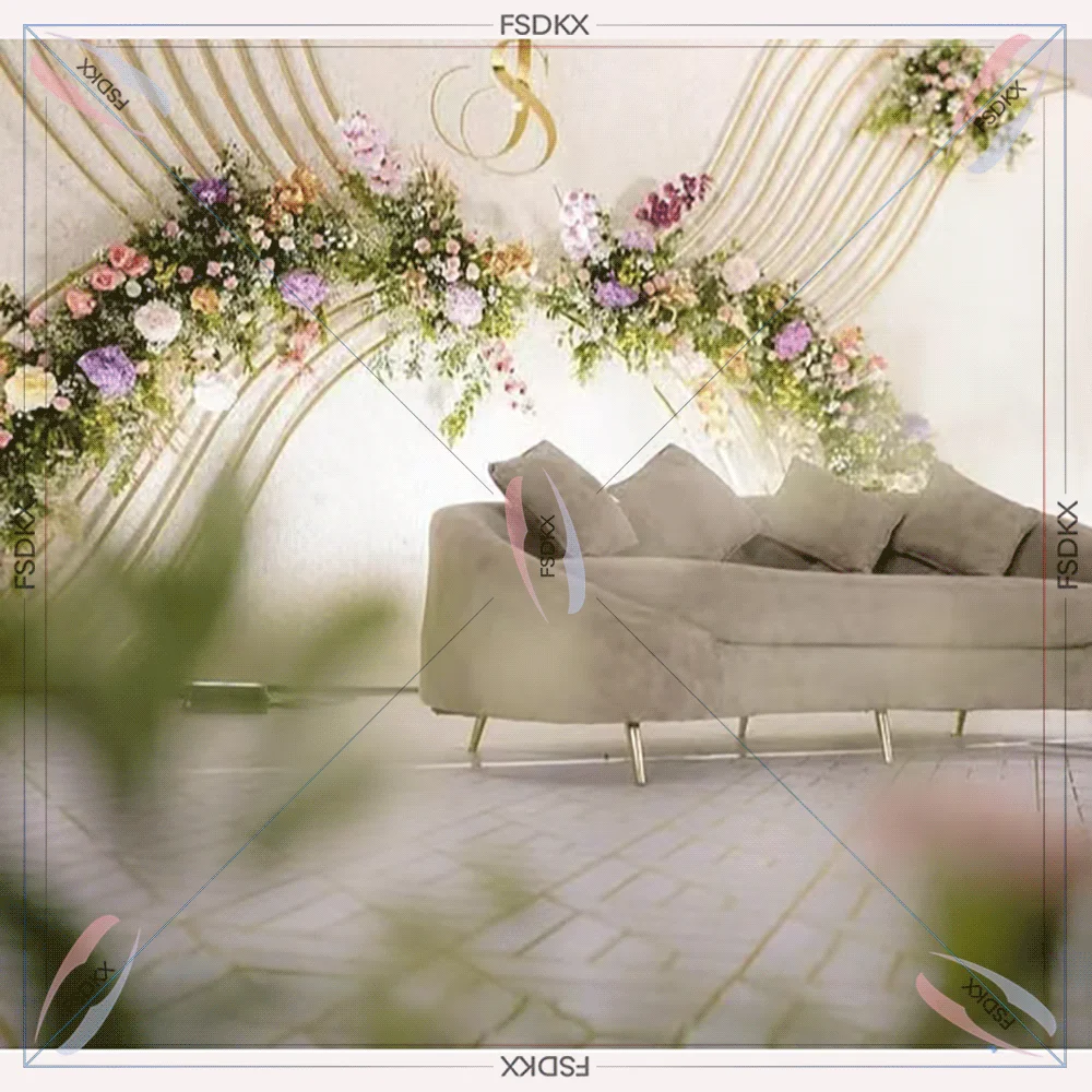 FSDKX Fashion Design Acrylic White PVC Wedding Party Backdrop Customized Logo Metal Frame Backdrop for Sale