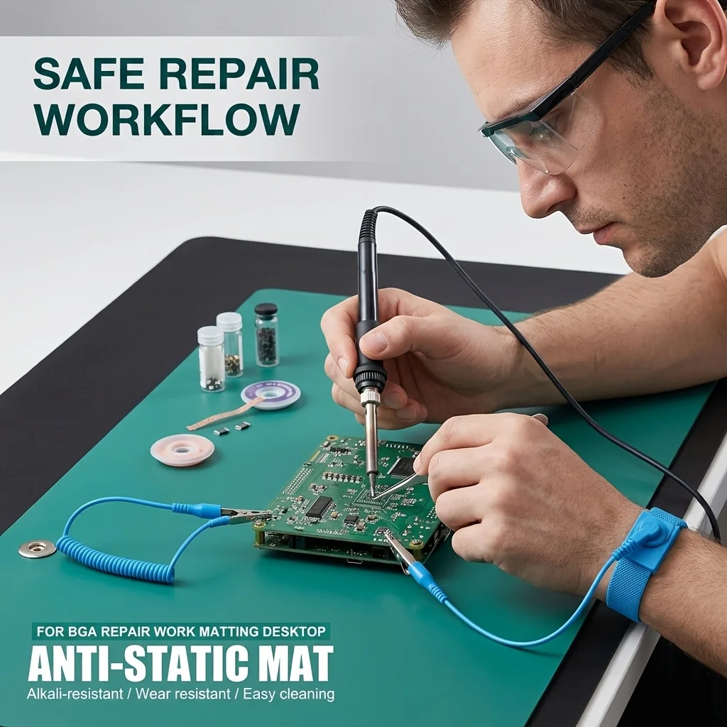 Rubber Anti-static Work Pad, Esd Protection Pad For Electronic Assembly And Maintenance Workbench, Welding Table (grounding Wire