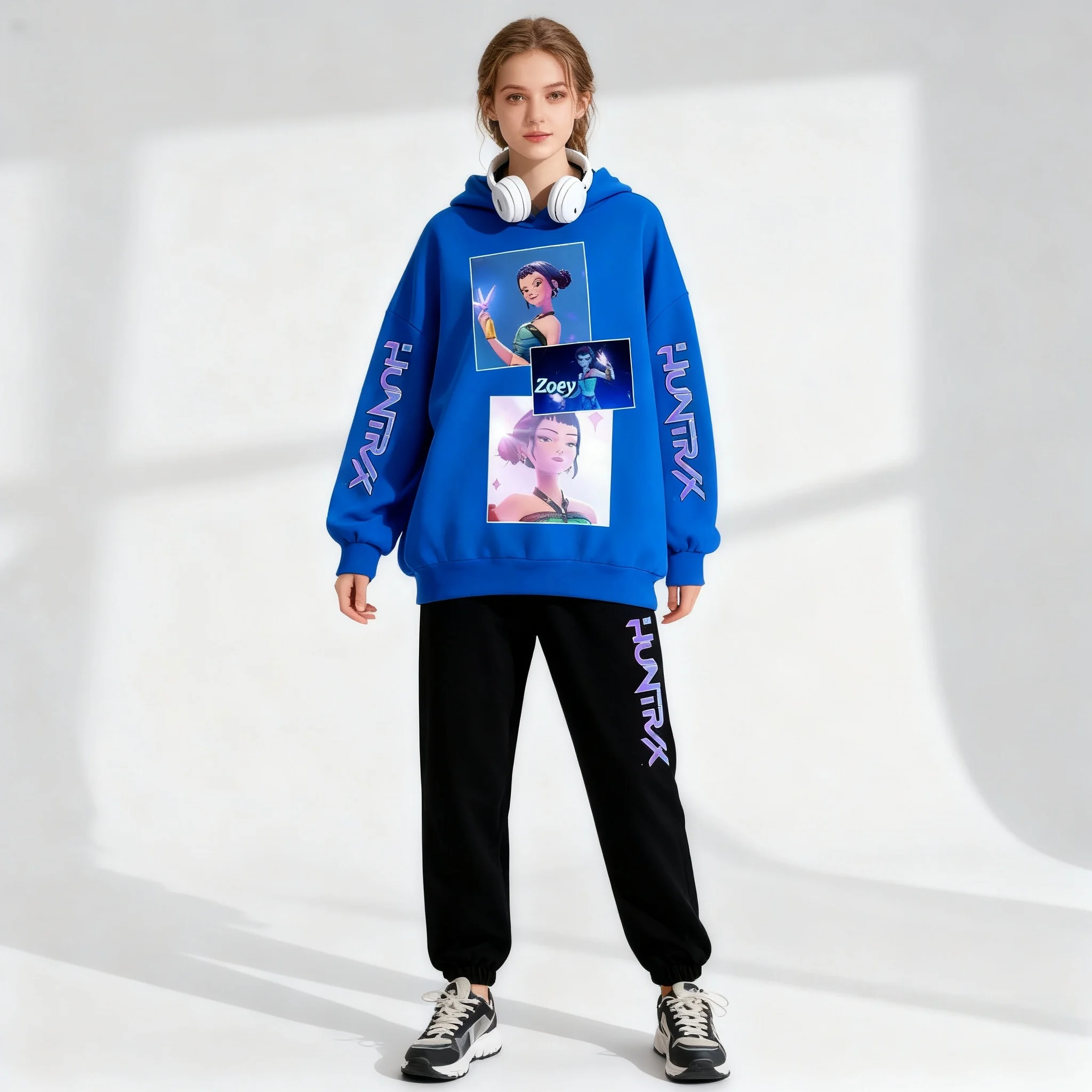 

25/26 KPOP Аниме Witch Hunt Team осенне-зимний комплект с капюшоном, милый и крутой комплект большого размера, подходит для взрослых и детей