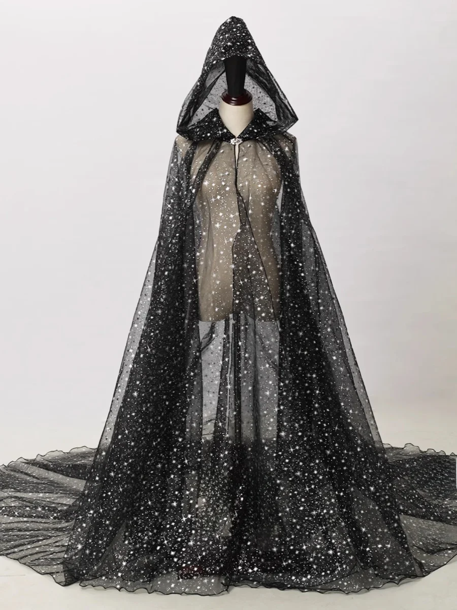 Long Hooded awl Star Moon Me loween Performance Costume Multicolor Role-plang Stage Outfit Women's Ethnic Clothing