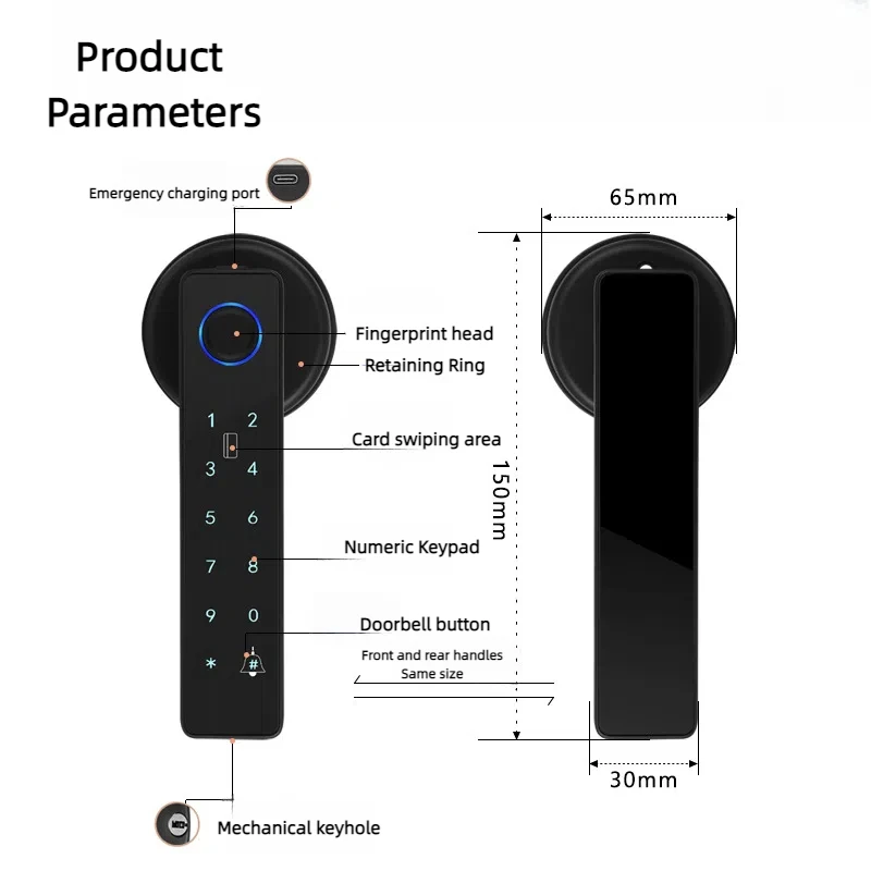 G7 Model Tuyas App Electric Keyless Fingerprint Password Digital Smart Apartment Room Entrance Door Handle Lock