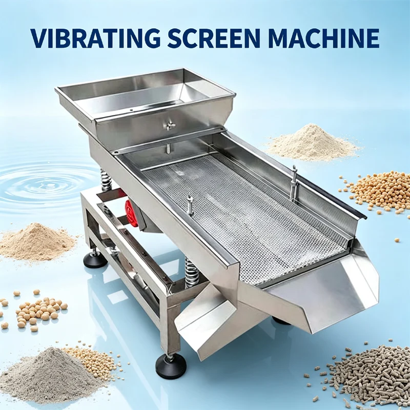 Electric Stainless Steel Linear Vibrating Screen Machine Grain Powder Melon Seed Tea Seafood Sorting Separator