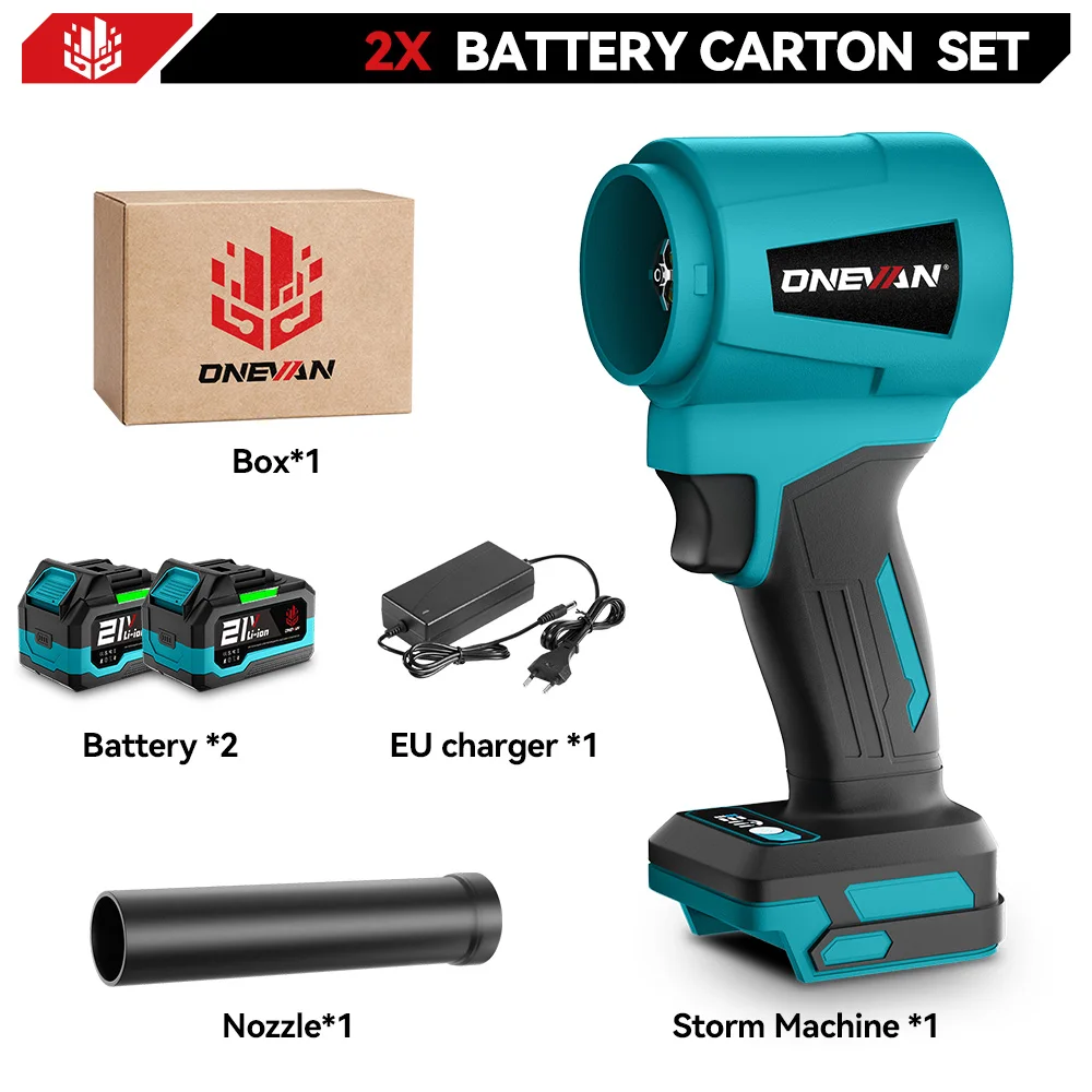 ONEVAN 4000W Borstelloze 300000 RPM Elektrische Turbo Blower Jet Fan Lichtgewicht Bladblazer Gazon Yard Cleanup Voor Makita Batterij pin