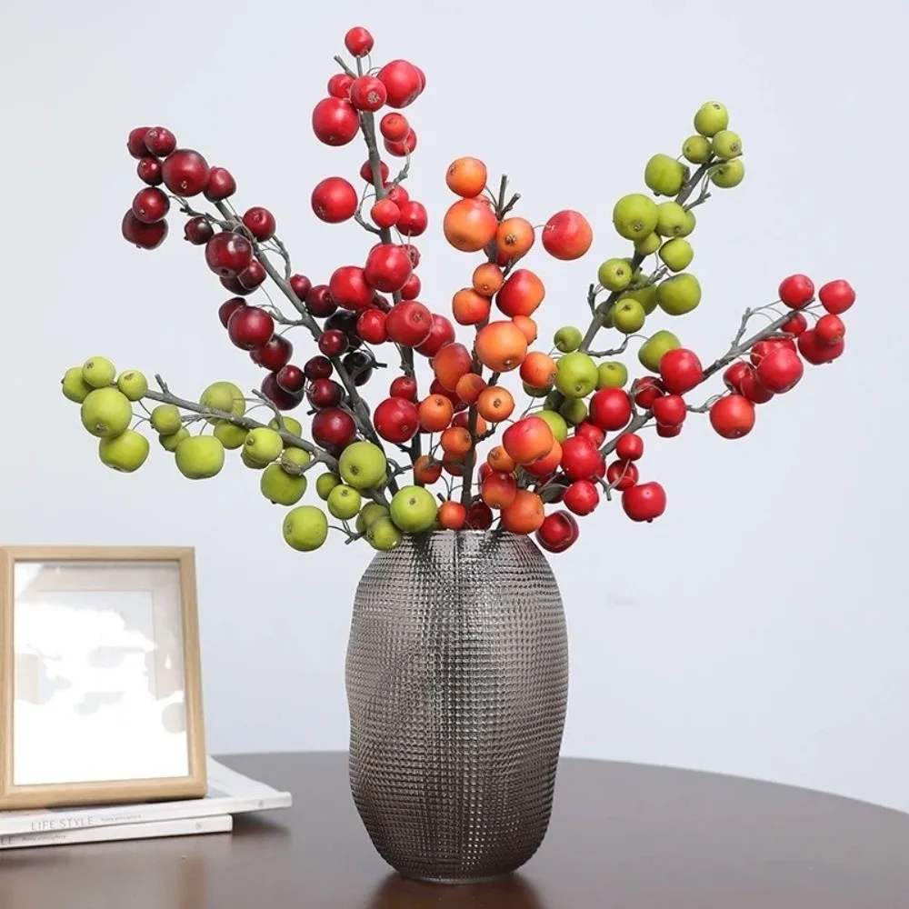 

30 Heads Artificial Fruit Branch Small Fruit Plastic Foam Fruits Branch Realistic Green Plants Fake Plants Wedding Decor