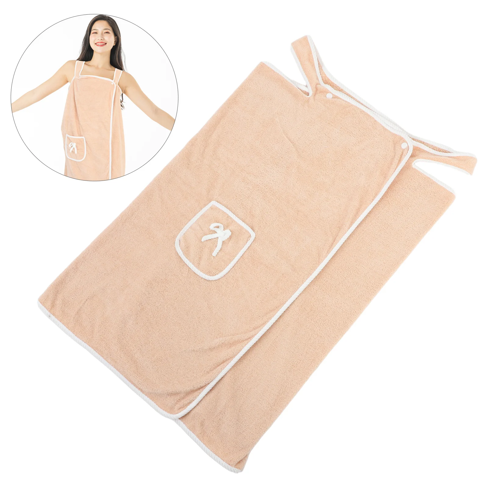 تنورة حمام مريحة يمكن ارتداؤها من نسيج الصوف المرجاني، فستان عالي الامتصاص للماء، تصميم سبا، شاطئ، حمام سباحة، صالة الألعاب الرياضية، السفر #1