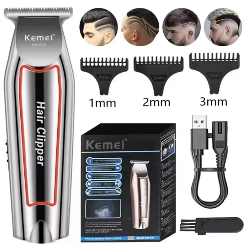 Kemei プロフェッショナルヘアトリマー電気ひげトリマー男性用バリカンヘアカッター機散髪グルーミングキット KM-032