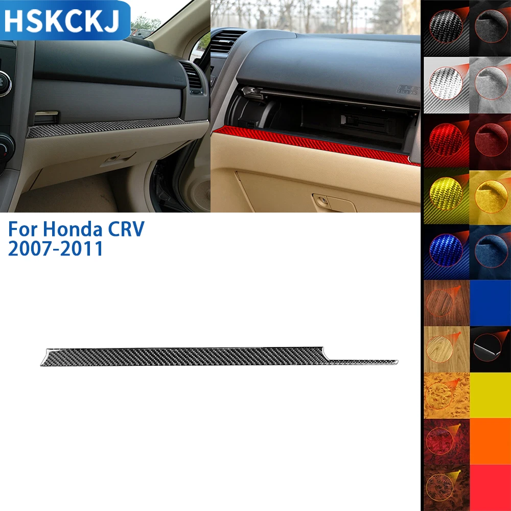 

For Honda CRV 2007-2011 Accessories Carbon Fiber Car Interior Co-pilot Center Console Decorative Strip Cover Trim Sticker