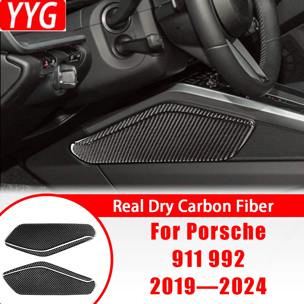 

Боковая панель консоли передач из углеродного волокна, внутренняя крышка, модификация, наклейка, автомобильные аксессуары для Porsche 911 992 2019 — 2024