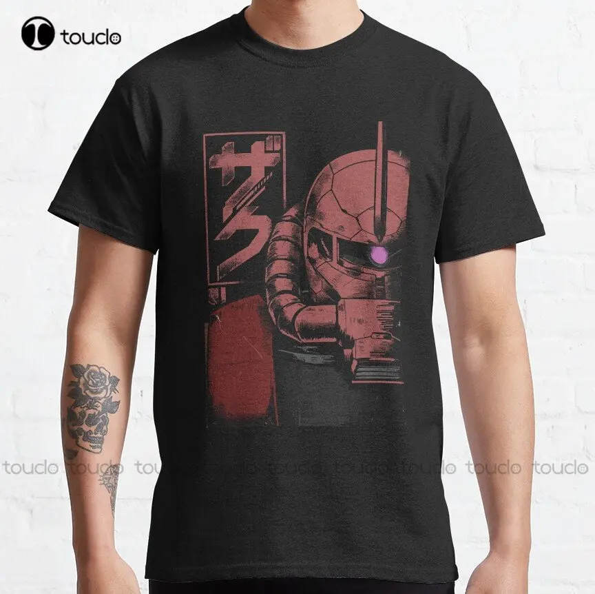 Zaku Half Face Gundam Anime Classic T-Shirt Cheap Tshirts Custom Aldult Teen Unisex Digital Printing Tee Shirts Custom Gift