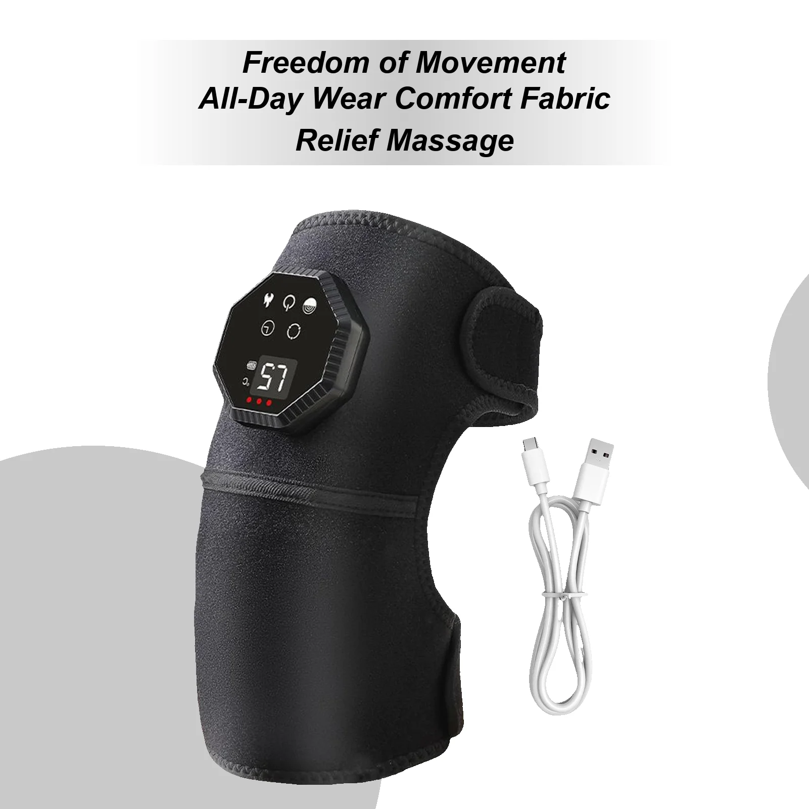 

Heated Knee Massager Cordless Wrap Brace 5 Vibration Modes Knee Heat Massager with Adjustable Strap for Women Grandma Grandpa