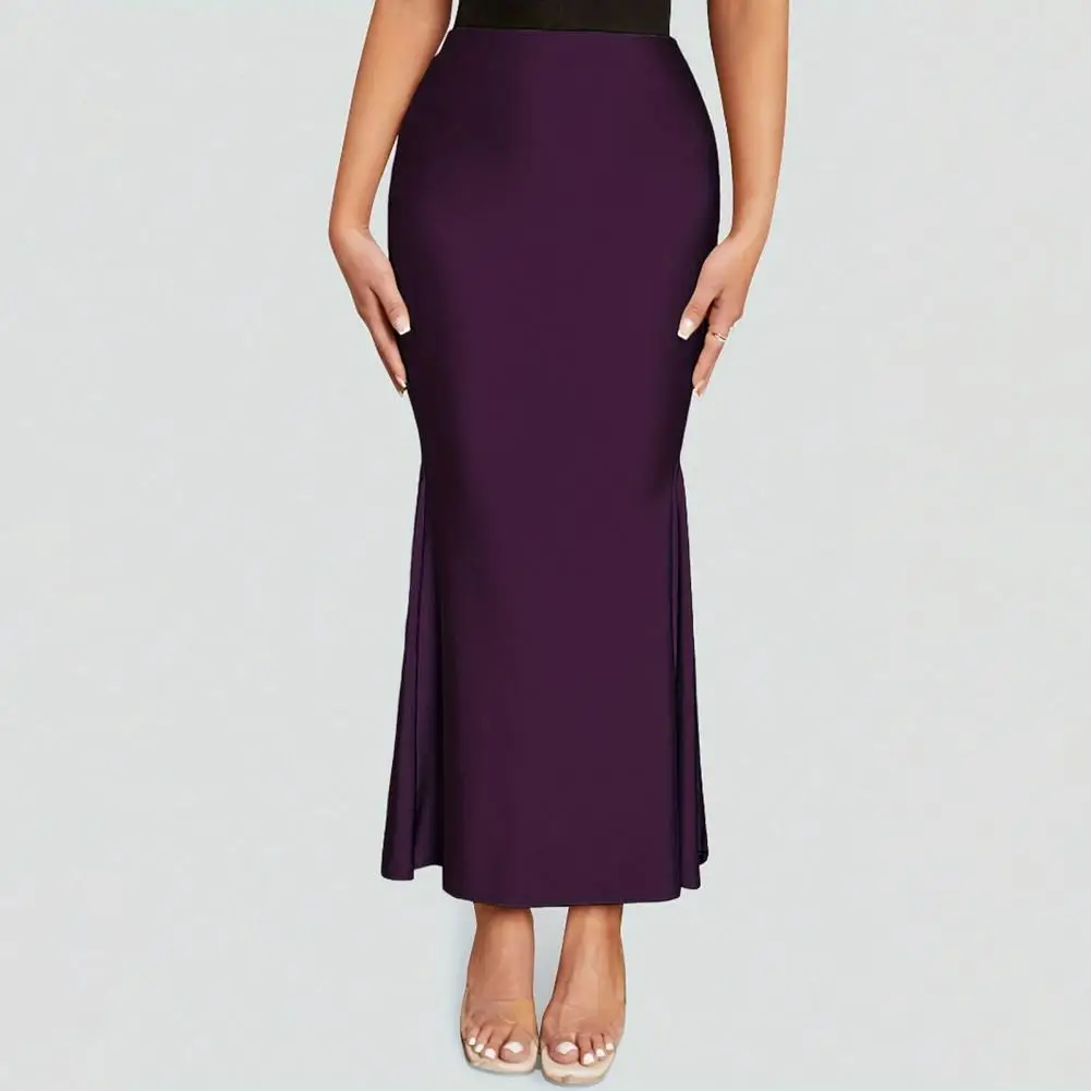 Falda larga cómoda y elegante para mujer, falda larga de cola de pez de cintura alta para adelgazar, uso diario versátil, cadera de Color sólido