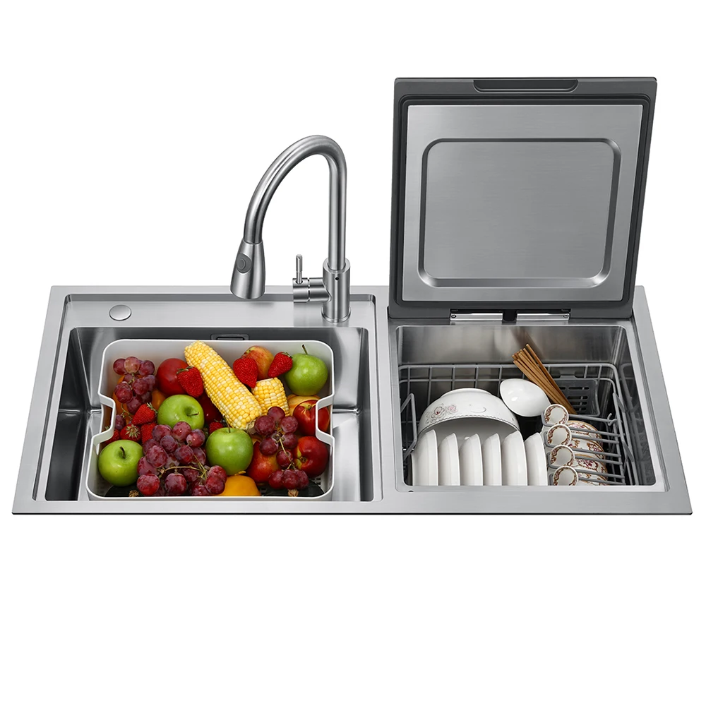 

Ultrasonic 304 Stainless Steel Kitchen Automatic Fruit And Vegetable Washer Commercial Sink Freestanding Dishwasher