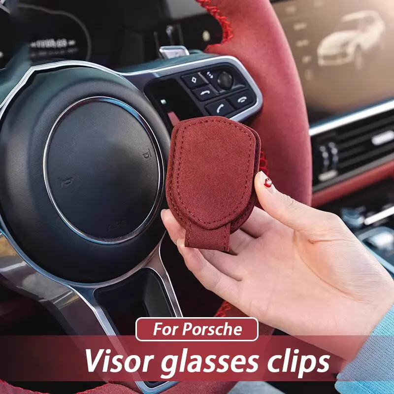 

Suede Car Sun Visor Glasses Frame Sunglasses Multi-function Storage Box Decoration For Porsche Cayenne Panamera Macan 978 911