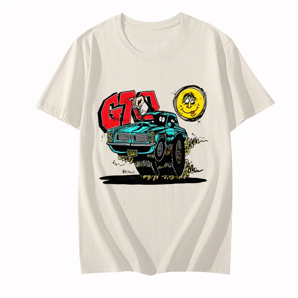 Retro GTO Car T Shirt Funko Pop Manga Gothic Tee-shirt Short Sleeve Comfortable Punk Tshirt Camiseta Hombre Round Neck Clothing