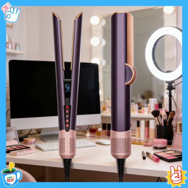 Lisseur-séchoir 2-en-1 professionnel 2026 à ions négatifs pour une coiffure longue durée